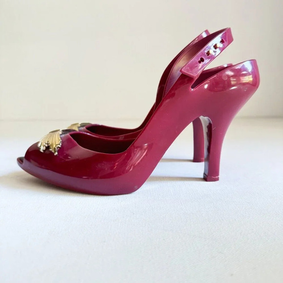 MELISSA X JASON WU LADY DRAGON HEEL - MERLOT 10 - Picture 4 of 11